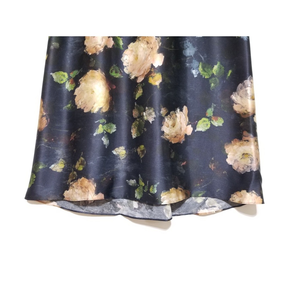 Vince Painted Rose Silk Satin Slip Midi Skirt Floral Black NWT Size 2 10 $295 - Picture 7 of 16